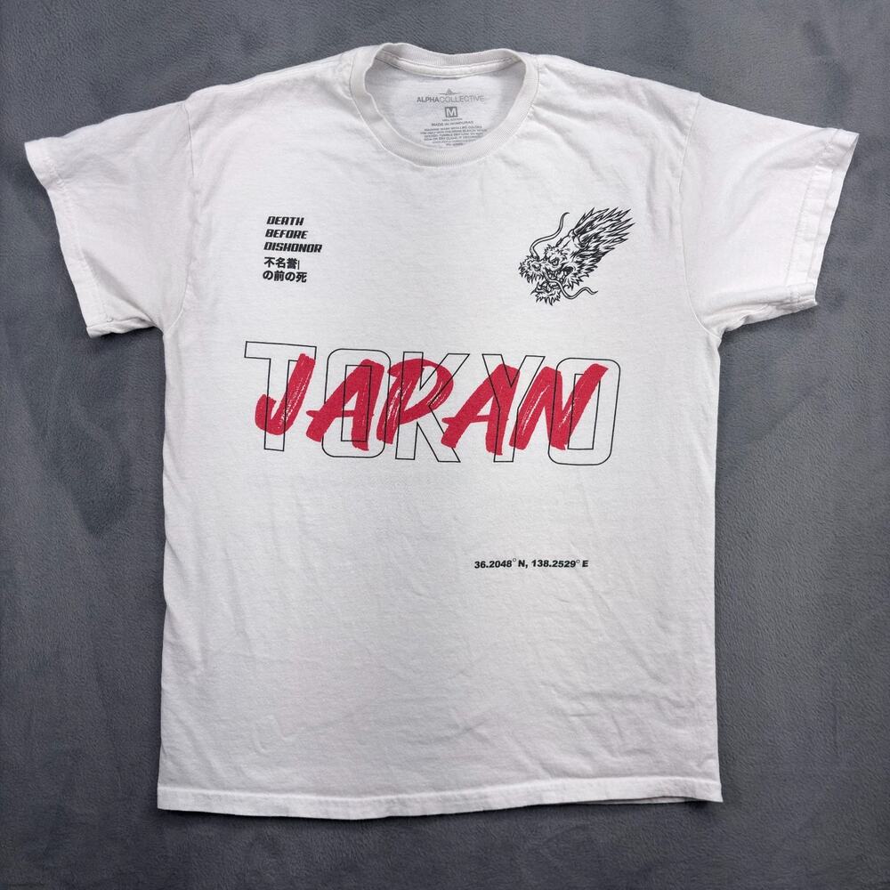 Alpha Collective "Tokyo Dishonor" T-Shirt Men's Medium White Cotton Japan Street
